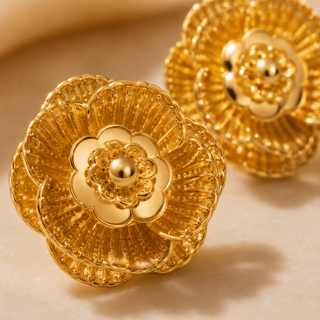 The Heirloom Gold Rosette Studs
