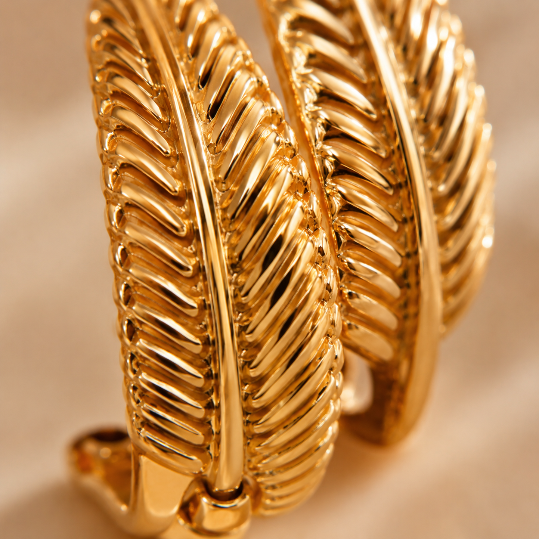 The 'Zephyr' Golden Plume Earring