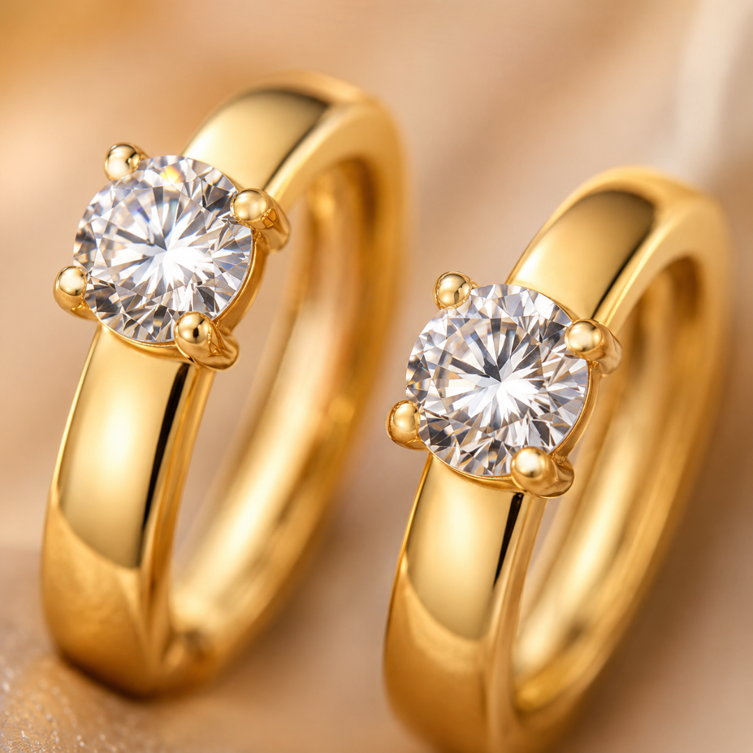 Wide Gold Huggie Earrings with Large Crystal
