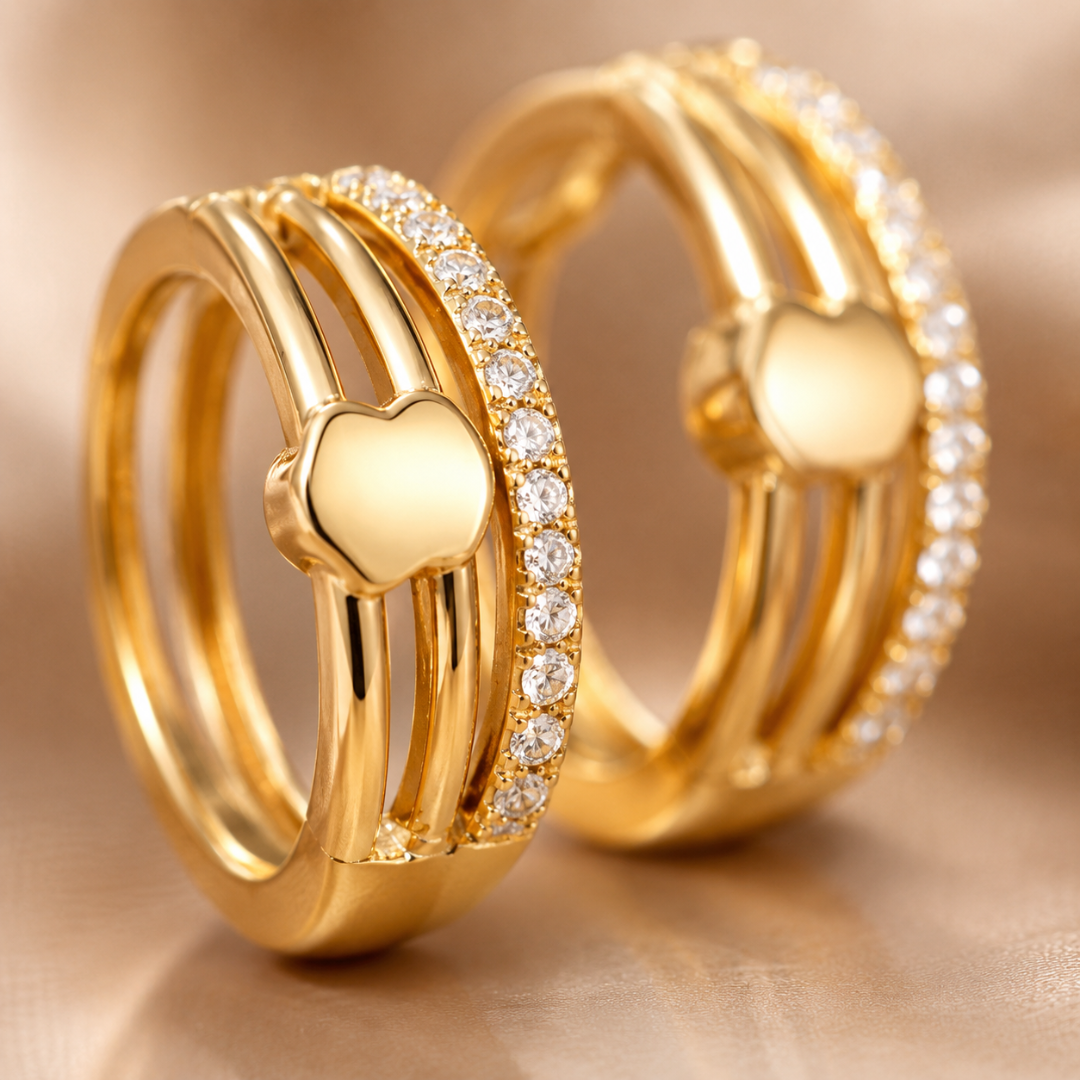 Diamond Multi-Band Huggies Earrings