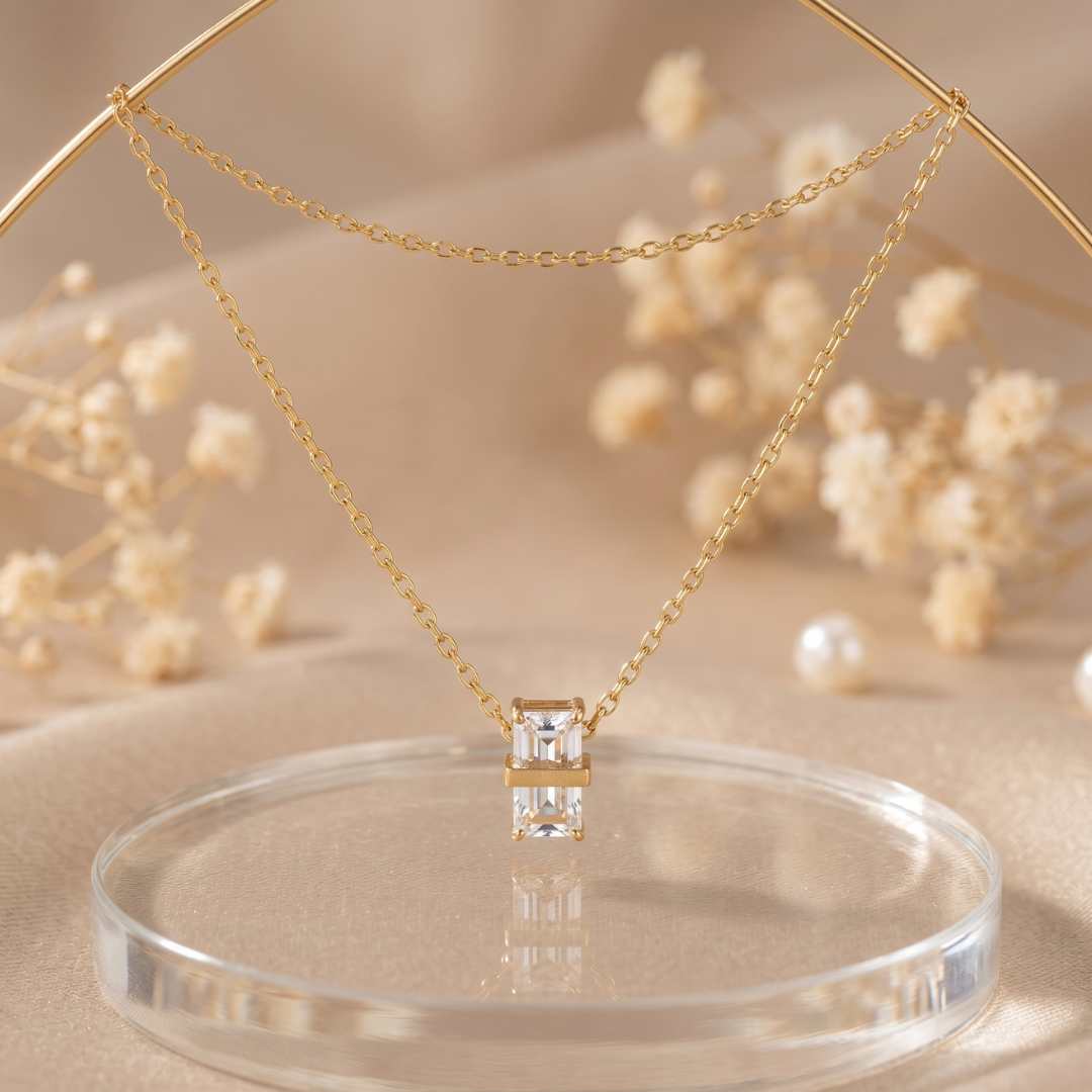 The 'Sloane' Floating Baguette Pendant