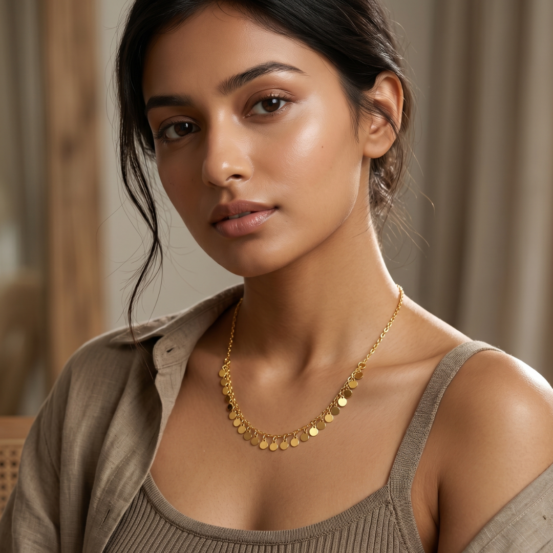 The 'Sahara' Gold Coin Fringe chain