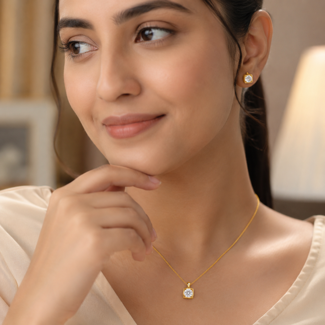 Premium Gold Plated Daily Wear Pendant and Earrings