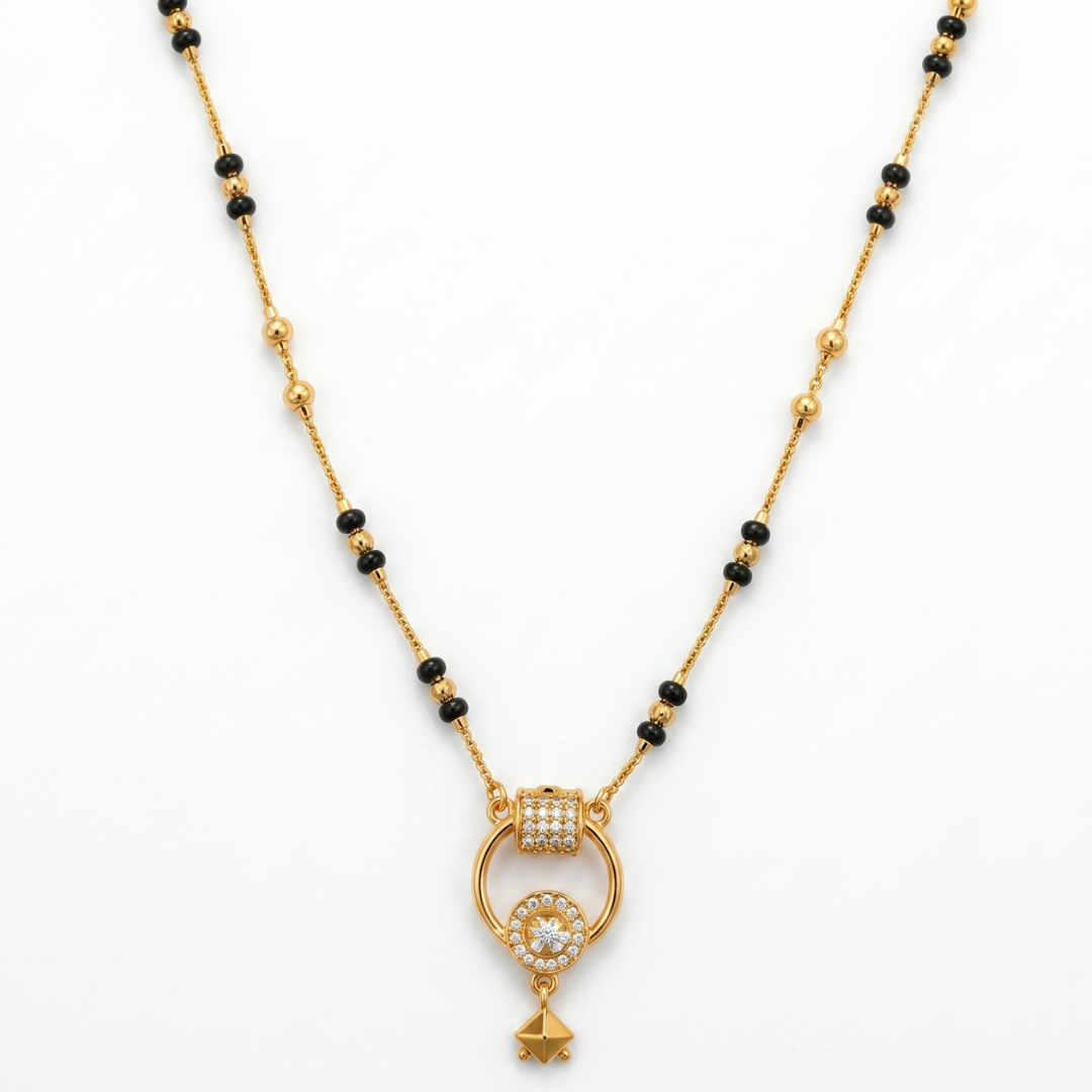 Golden Hoop & Crystal Drop Mangalsutra