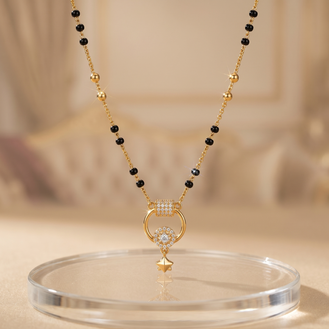 Golden Hoop & Crystal Drop Mangalsutra