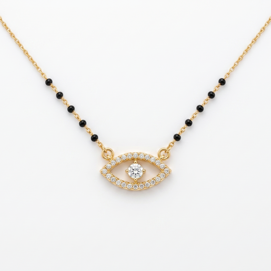 Gold Evil Eye Pendant Short Mangalsutra