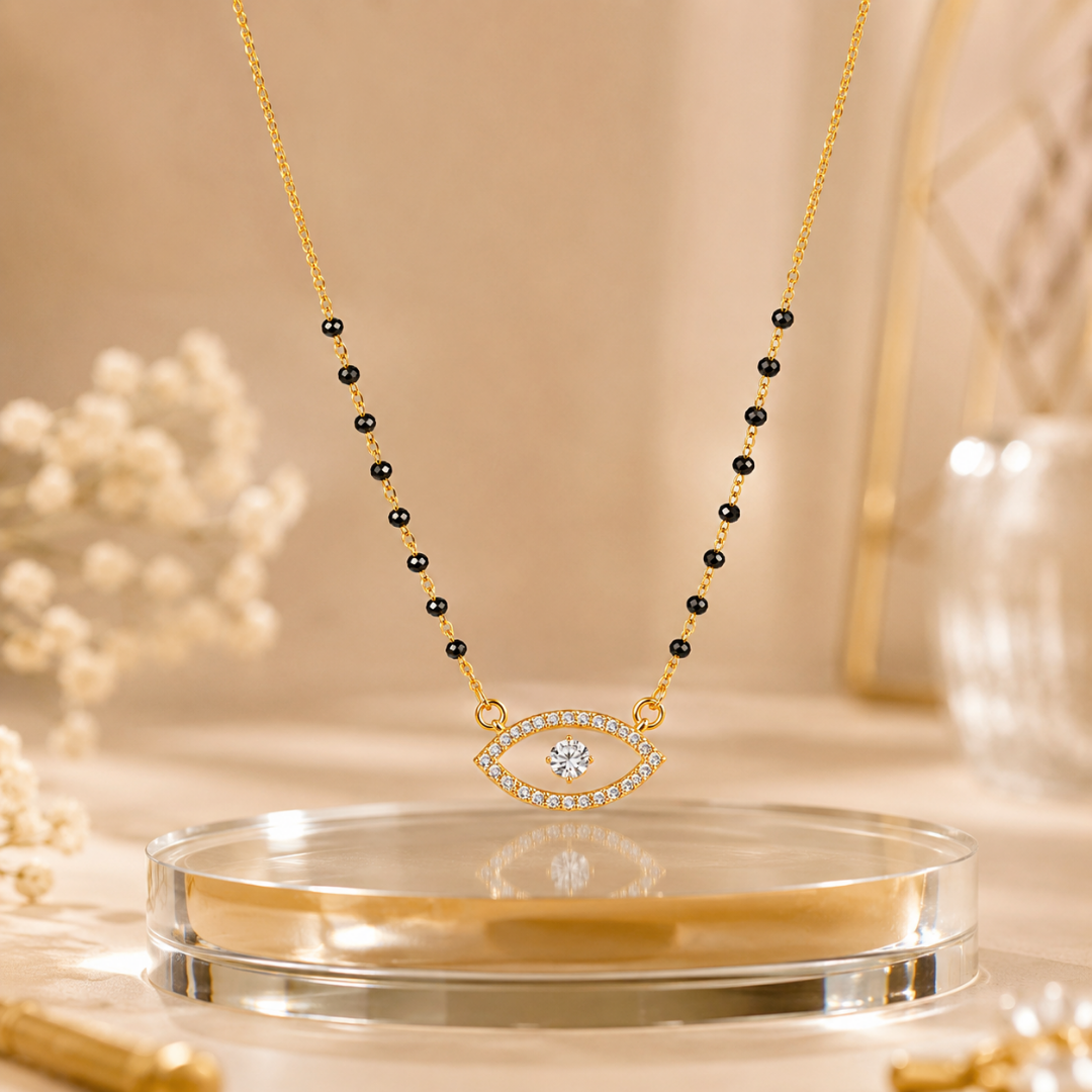 Gold Evil Eye Pendant Short Mangalsutra