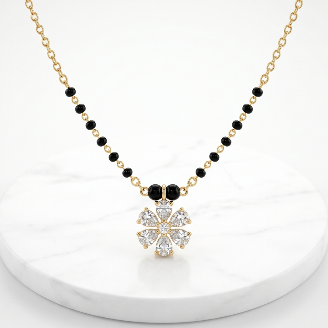 American Diamond Floral Mangalsutra for Women