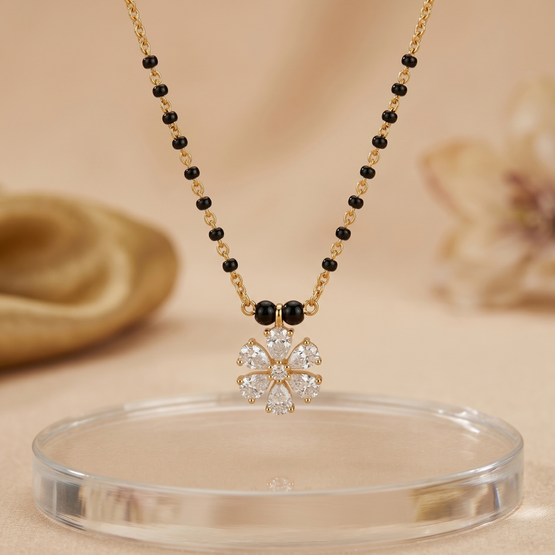 American Diamond Floral Mangalsutra for Women