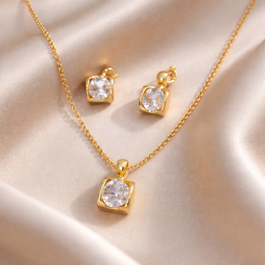 Premium Gold Plated Daily Wear Pendant and Earrings