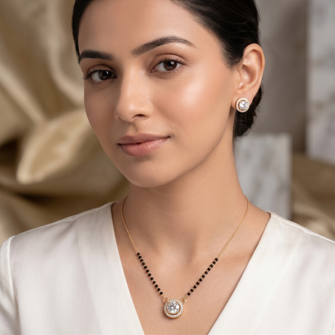 American Diamond Halo Mangalsutra for Women