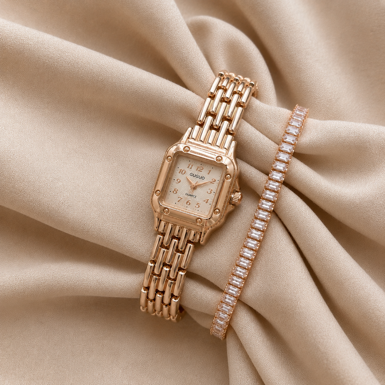 The TEJVIRA Vintage Square Dial Rose Gold