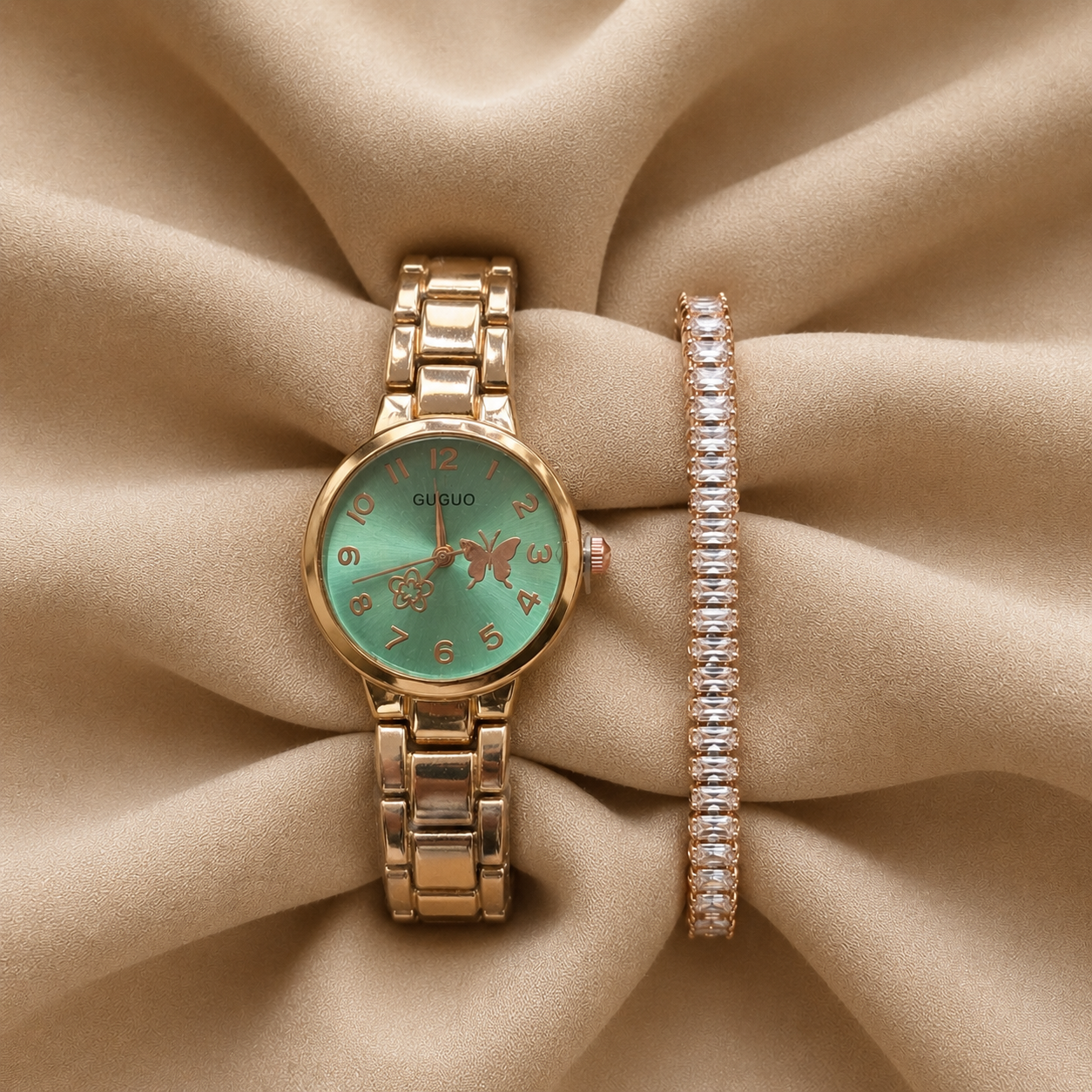 The TEJVIRA Green Butterfly Watch Set