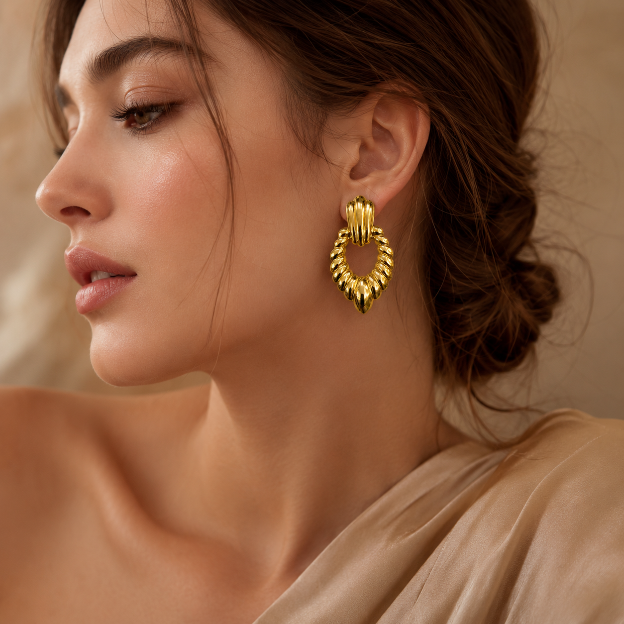 The Gen'z Ribbed Gold Statement Earrings