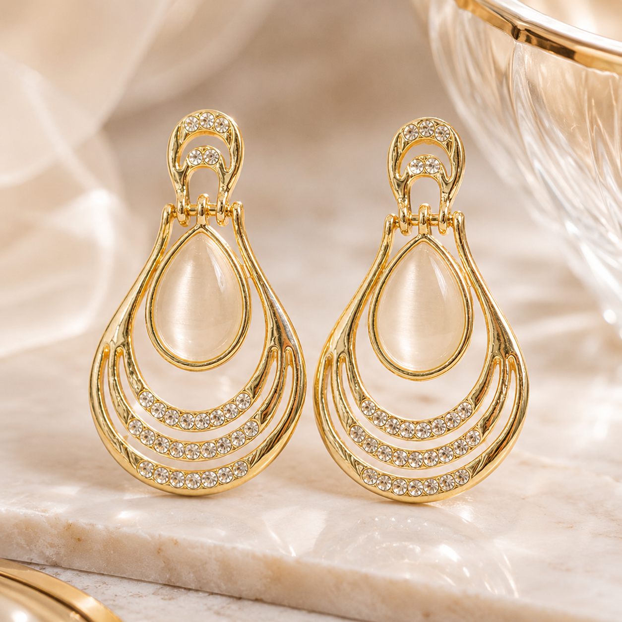 The Regal Moonstone Crystal Fancy Earrings