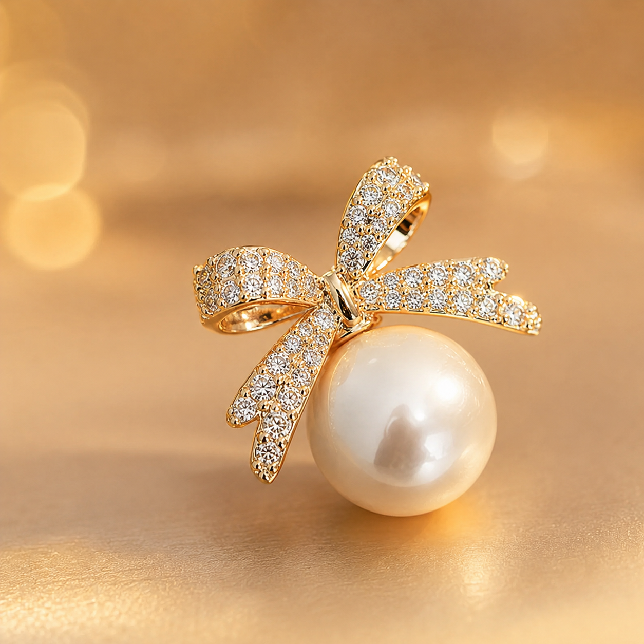 The Korean Coquette Crystal Pearl Bow Studs