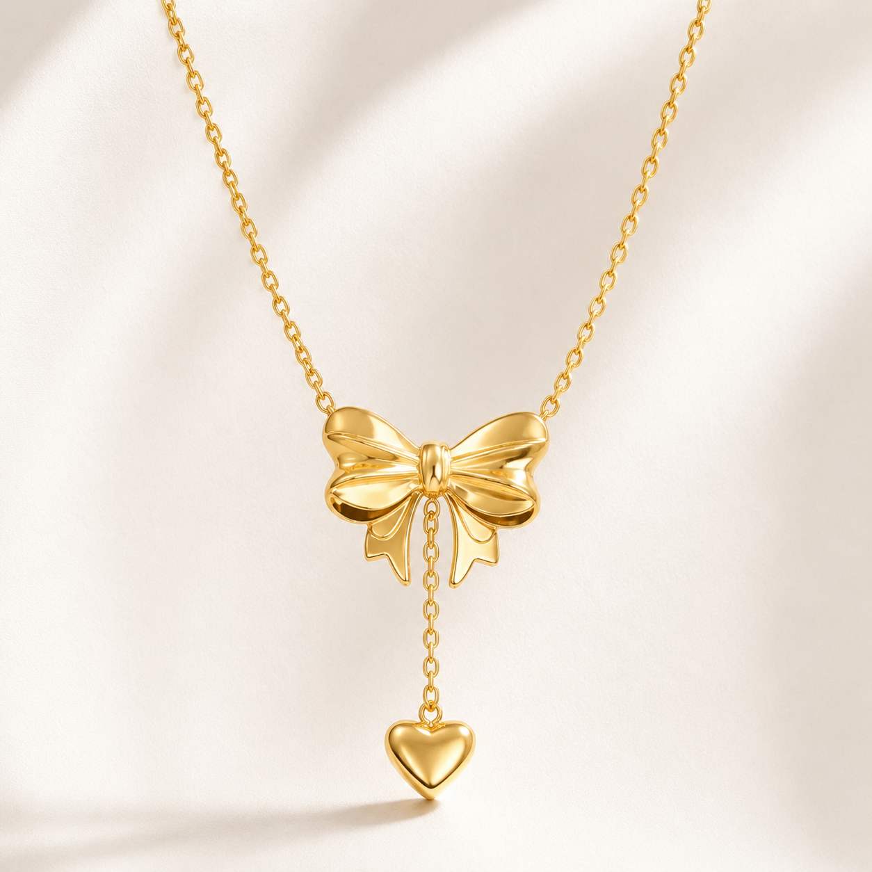 L’Amour 18K Gold Ribbon Heart Chain