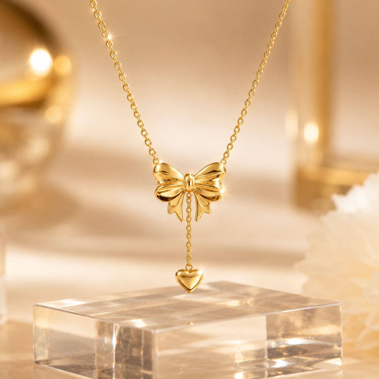 L’Amour 18K Gold Ribbon Heart Chain
