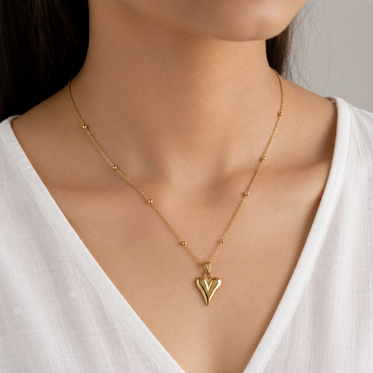 The Luminous Mirror Heart Chain Necklace