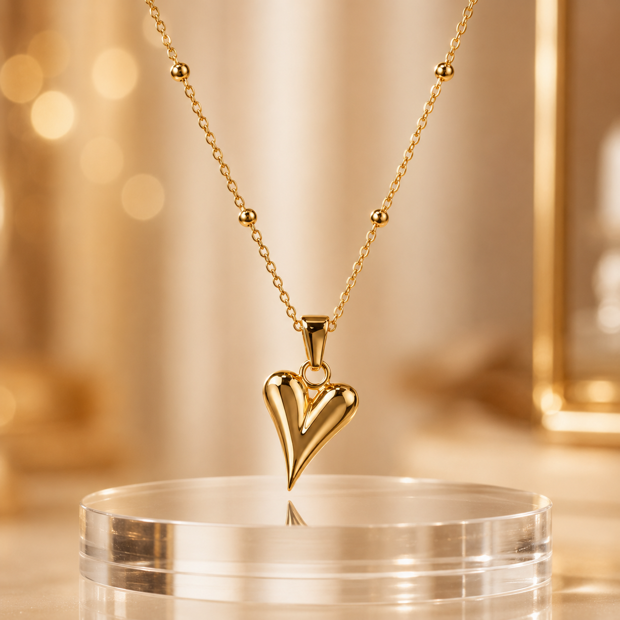 The Luminous Mirror Heart Chain Necklace