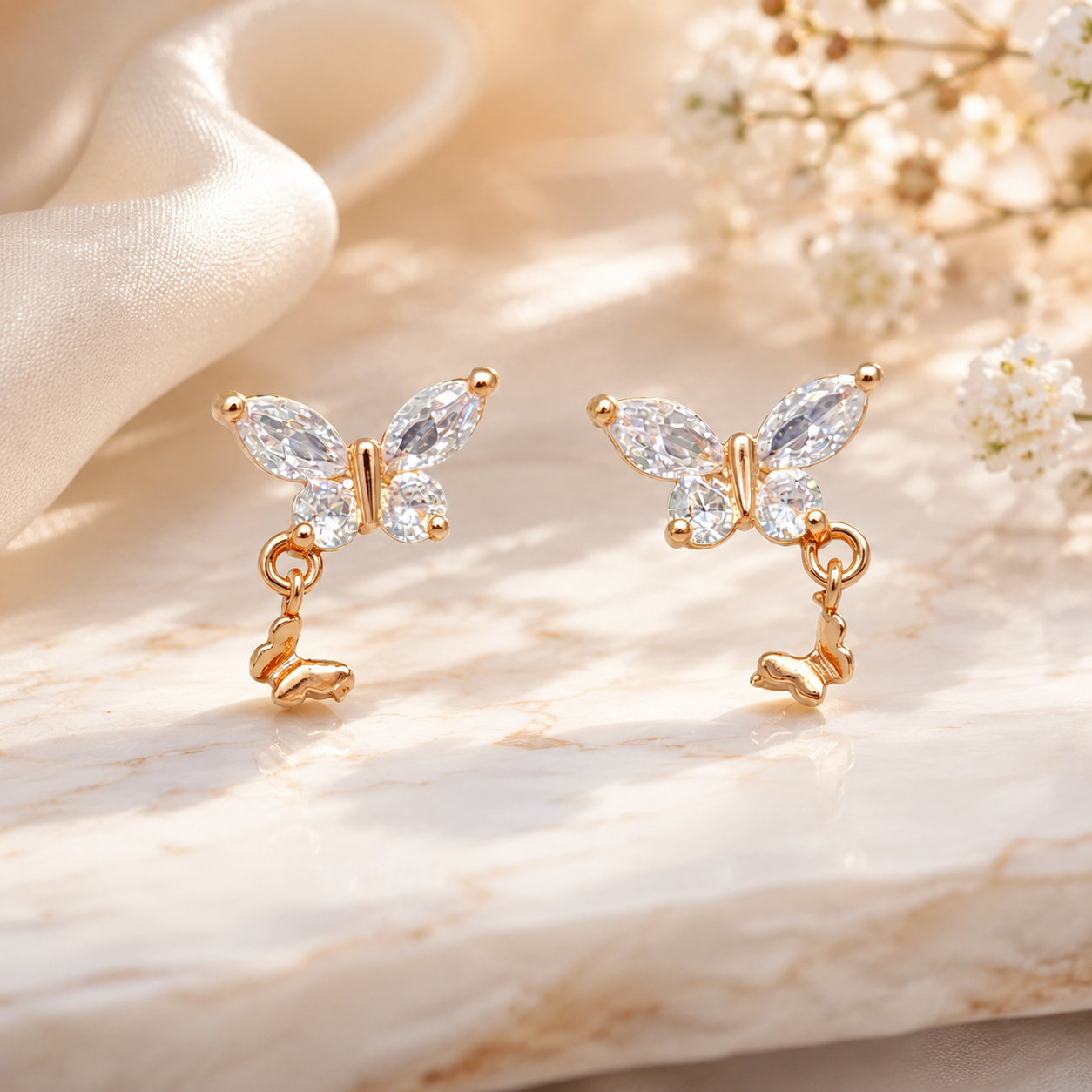 The Ethereal Twin Butterfly Crystal Drops