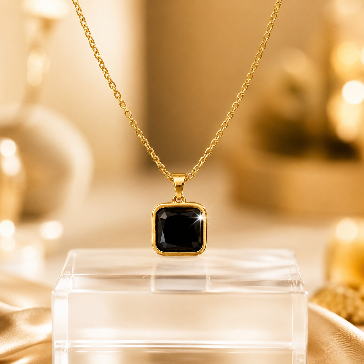 The Midnight Noir Square Pendant Chain