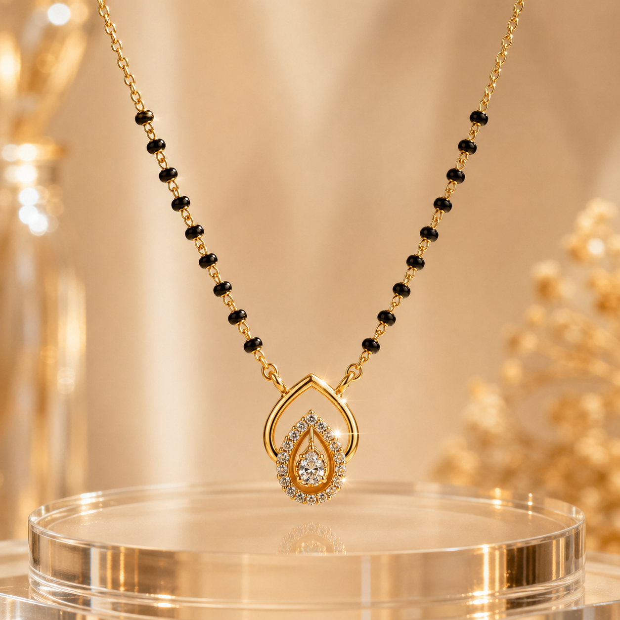 The 'Anika' Teardrop Halo Mangalsutra