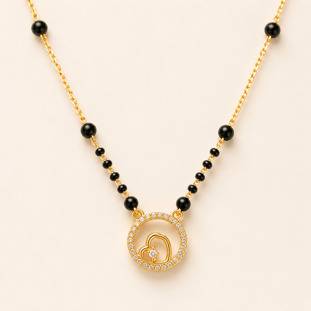The 'Riya' Heart & Eternity Circle Pendant Mangalsutra