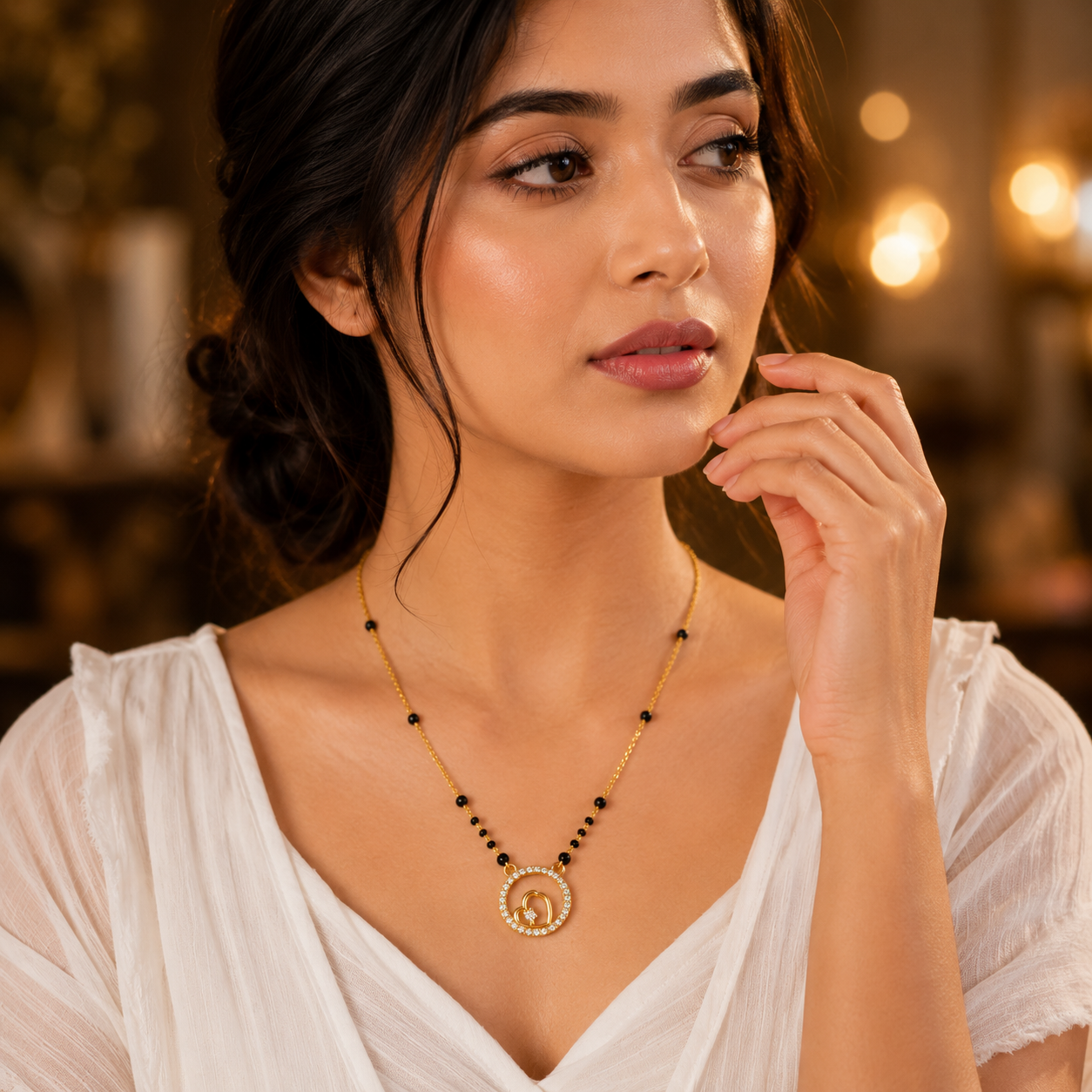 The 'Riya' Heart & Eternity Circle Pendant Mangalsutra