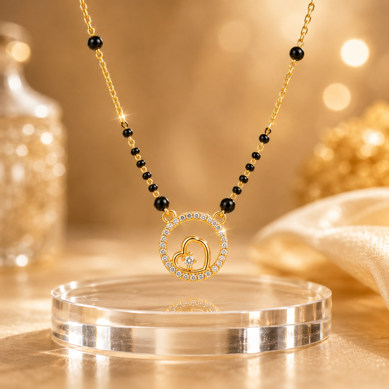 The 'Riya' Heart & Eternity Circle Pendant Mangalsutra