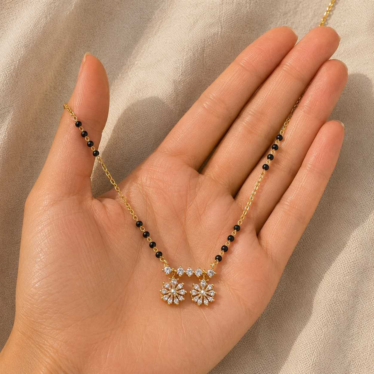 The 'Jiya' Twin Blossom Mangalsutra