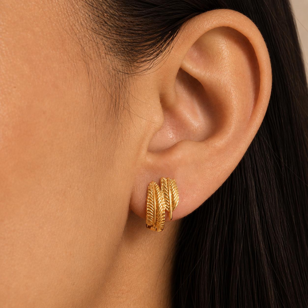 The 'Zephyr' Golden Plume Earring