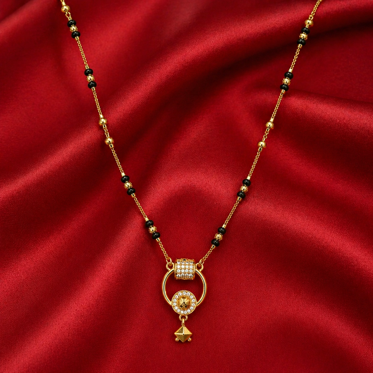 Golden Hoop & Crystal Drop Mangalsutra