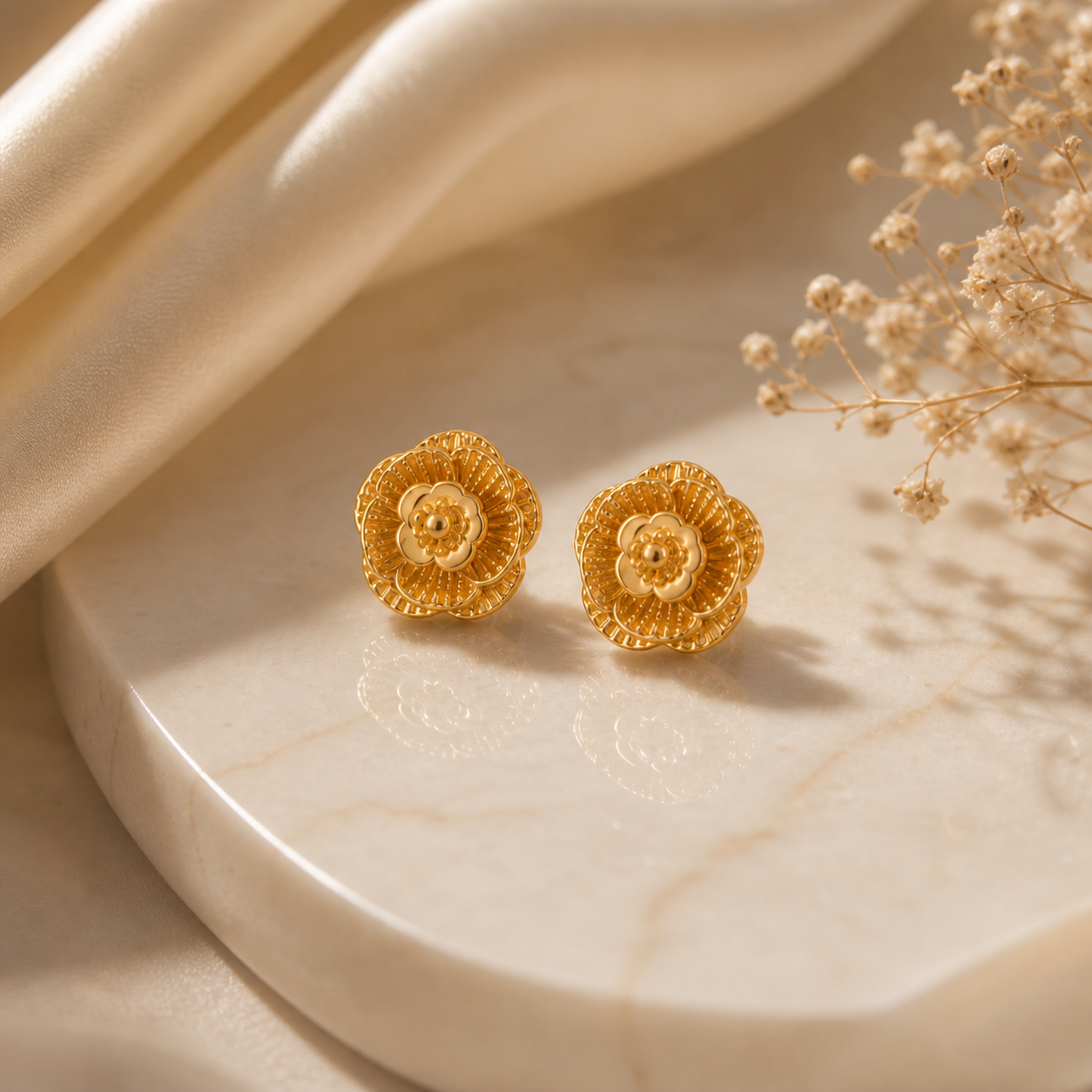 The Heirloom Gold Rosette Studs