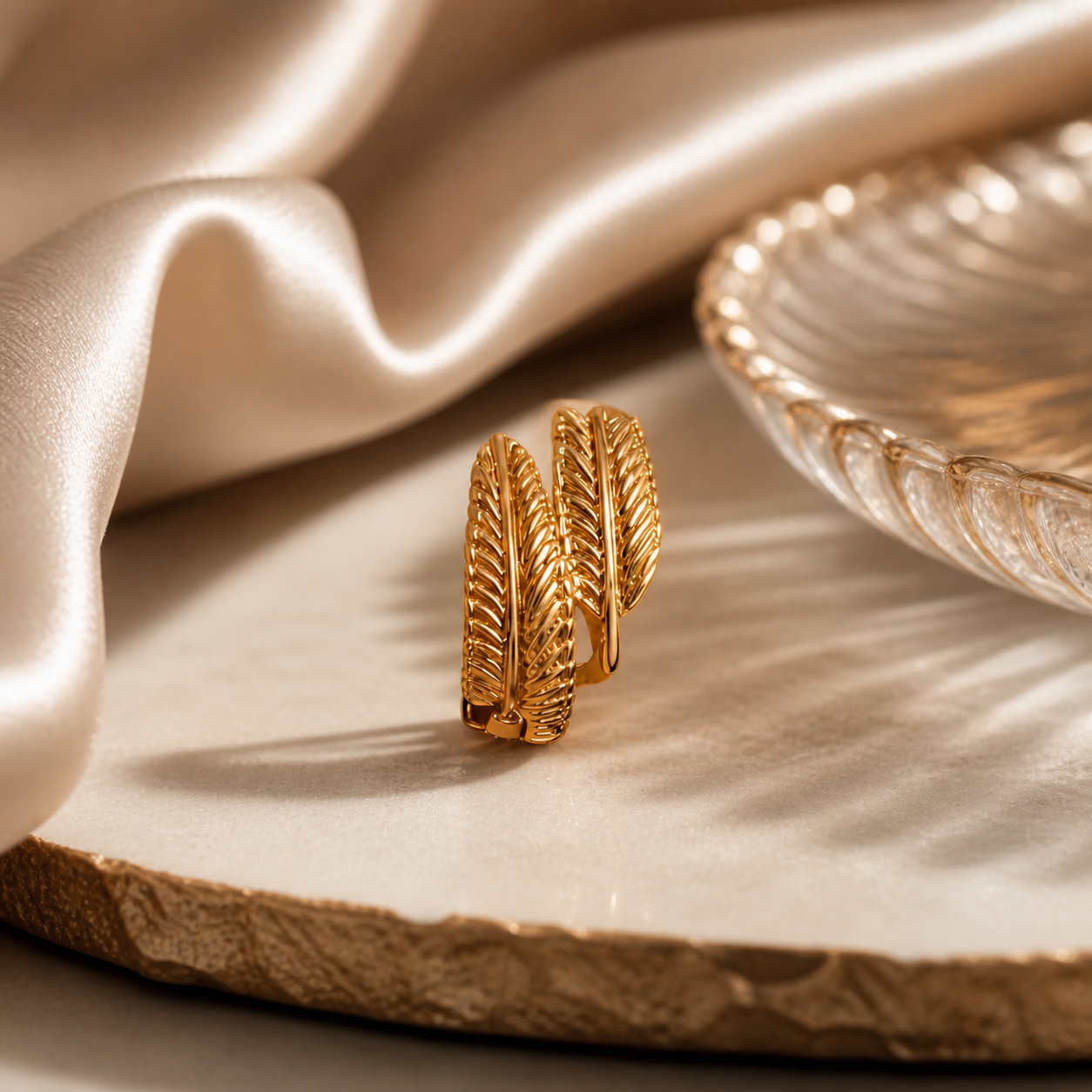 The 'Zephyr' Golden Plume Earring
