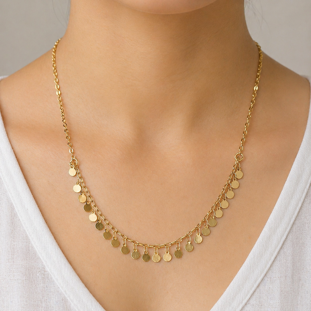 The 'Sahara' Gold Coin Fringe chain