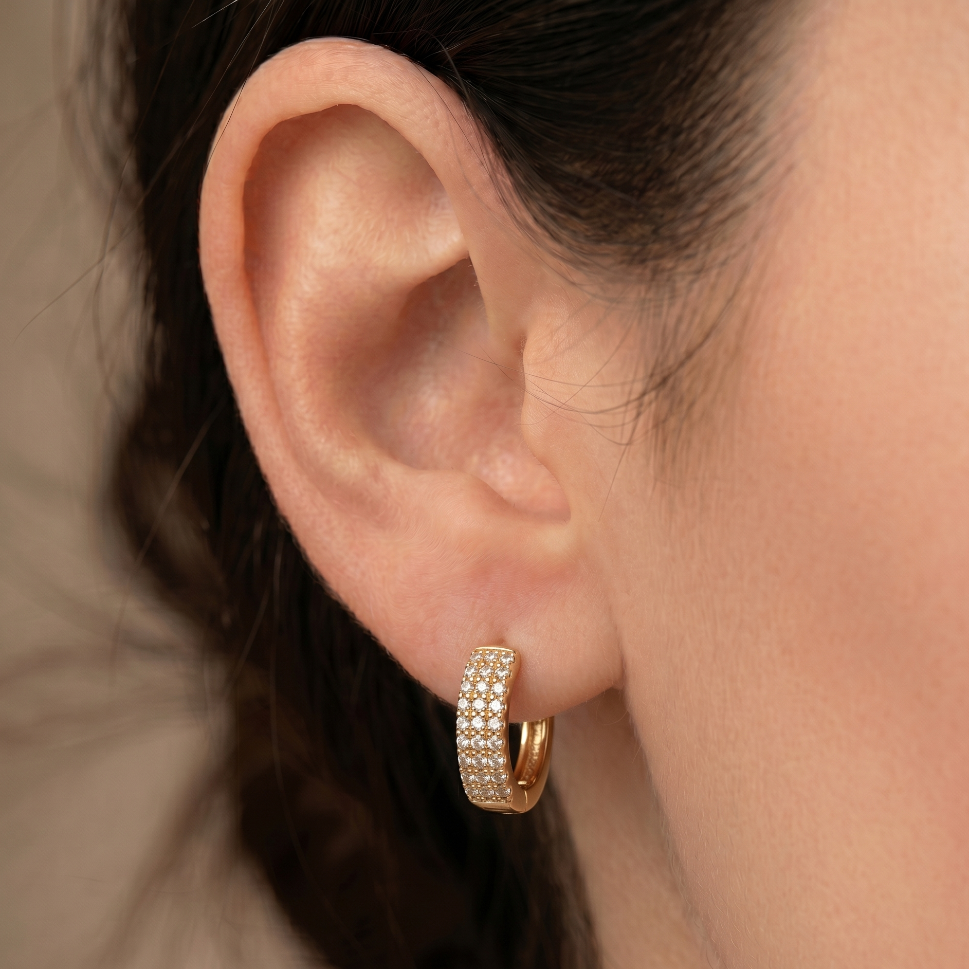 Twilight Triple-Row Huggie Earrings