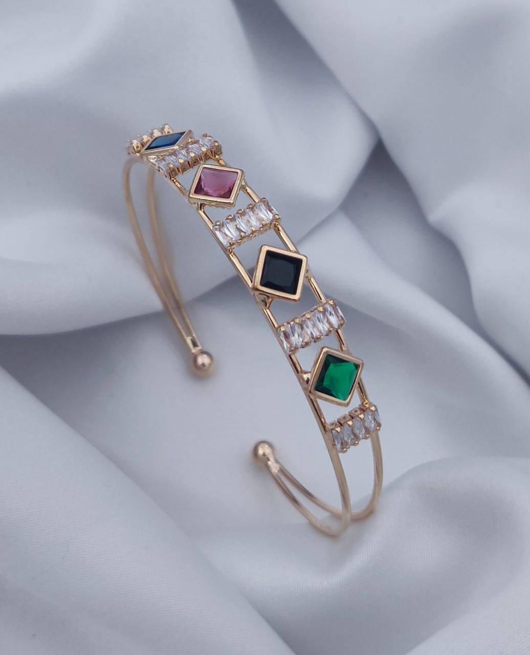 The Art Deco Multi-Stone Cuff Bracelet