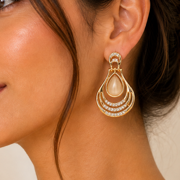 The Regal Moonstone Crystal Fancy Earrings