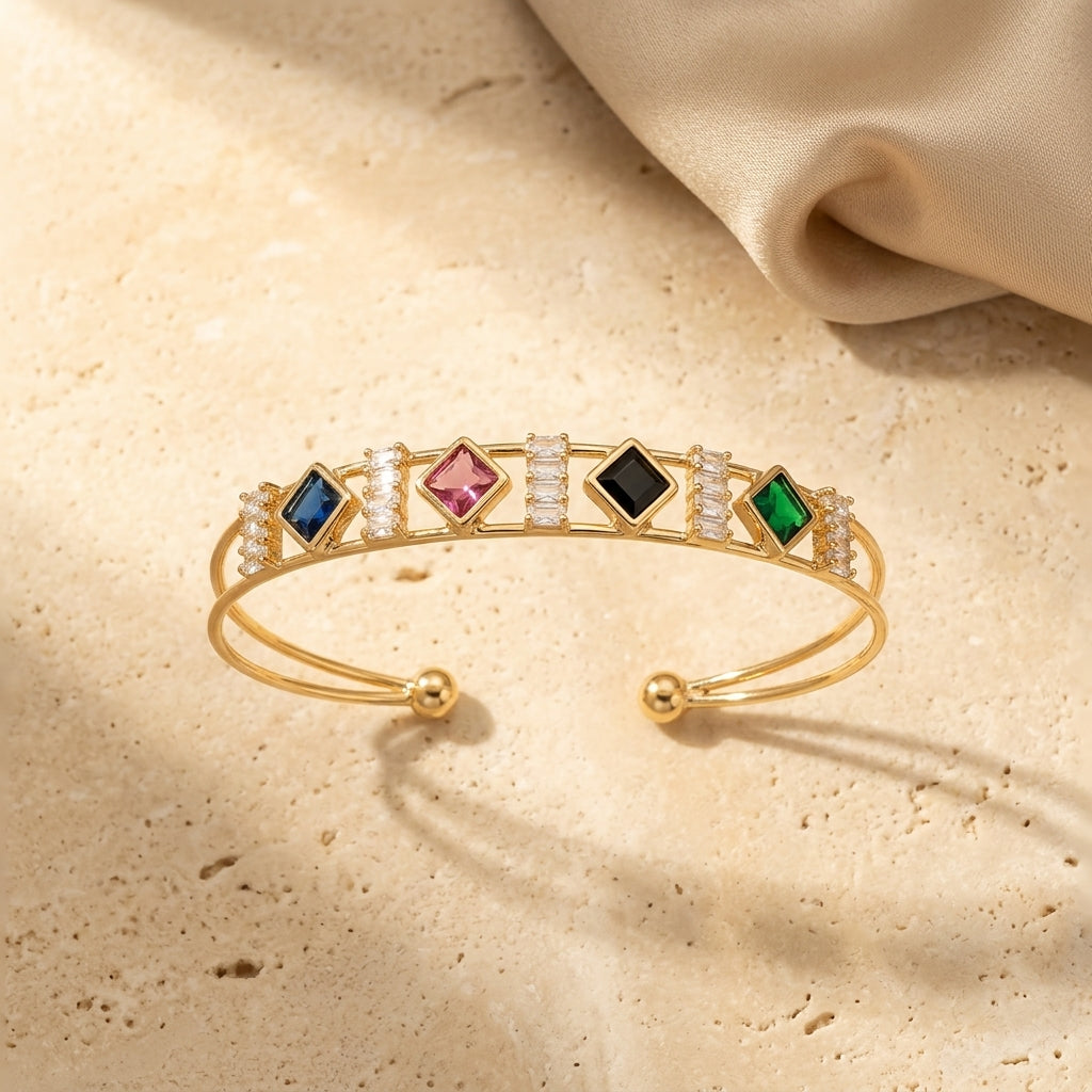 The Art Deco Multi-Stone Cuff Bracelet