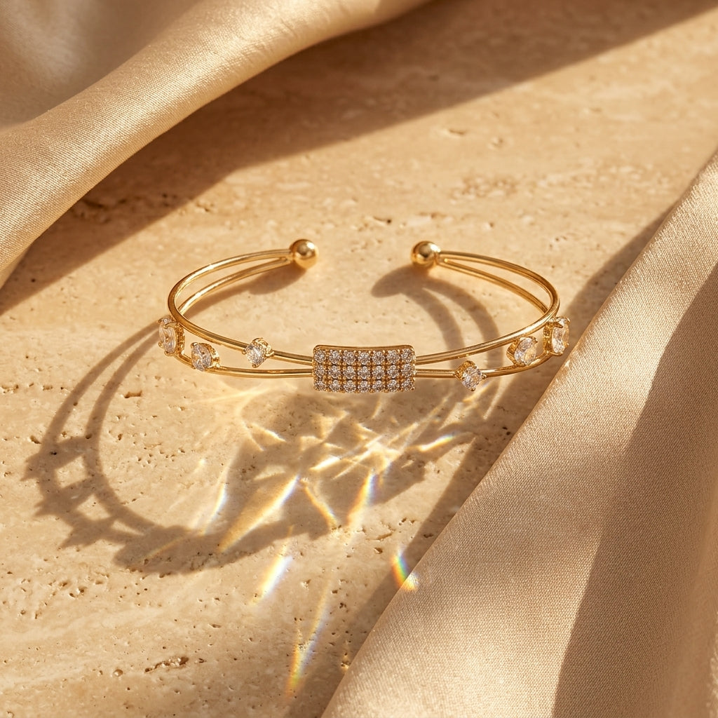 Modern Split-Band Crystal Bracelet
