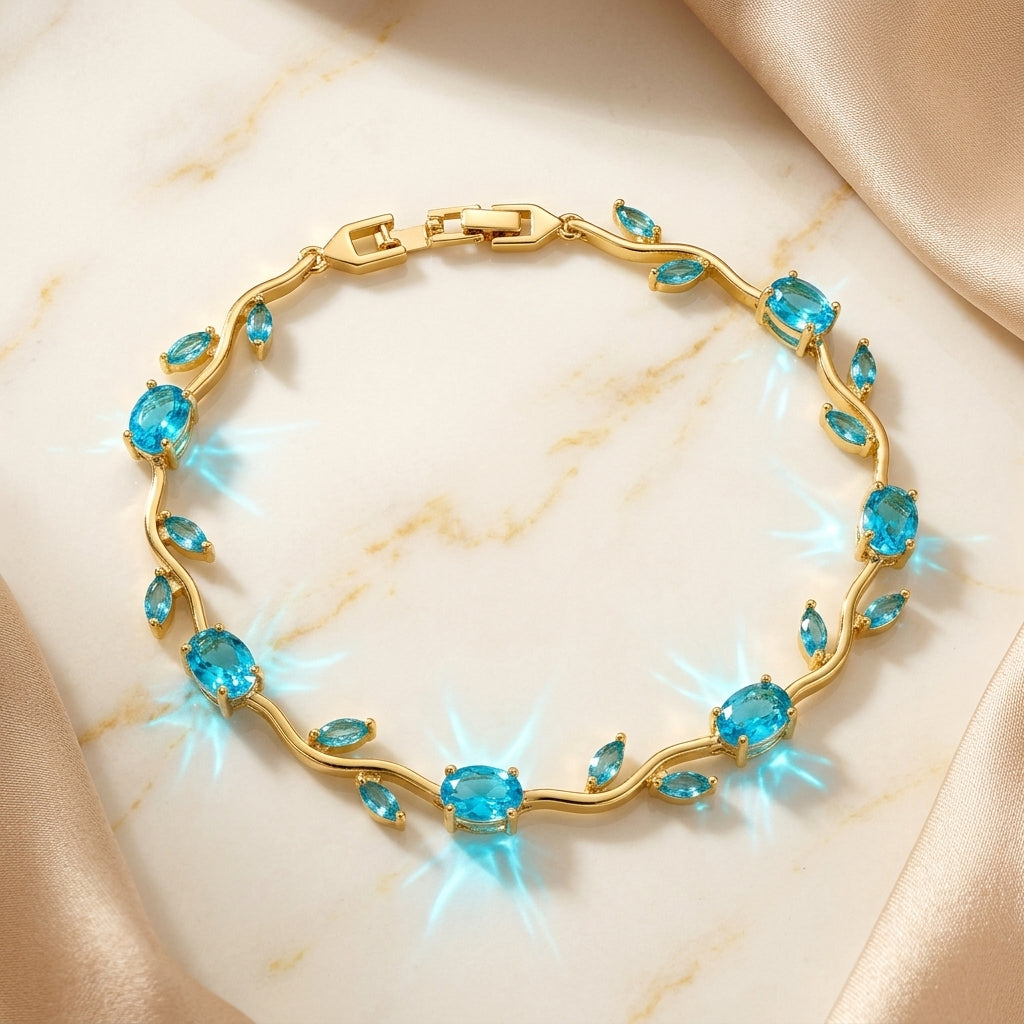 The Electric Aquamarine Tulip Vine Bracelet