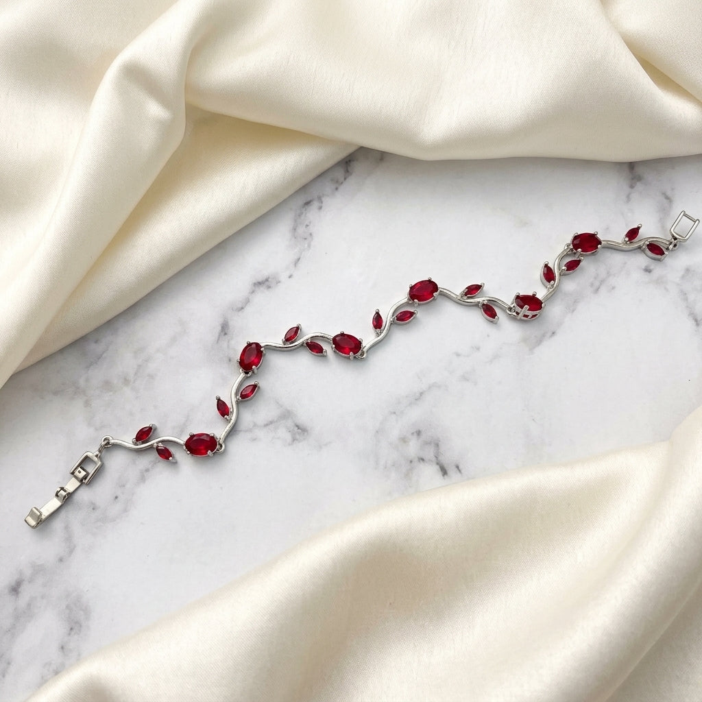The Crimson Tulip Silver Vine Bracelet