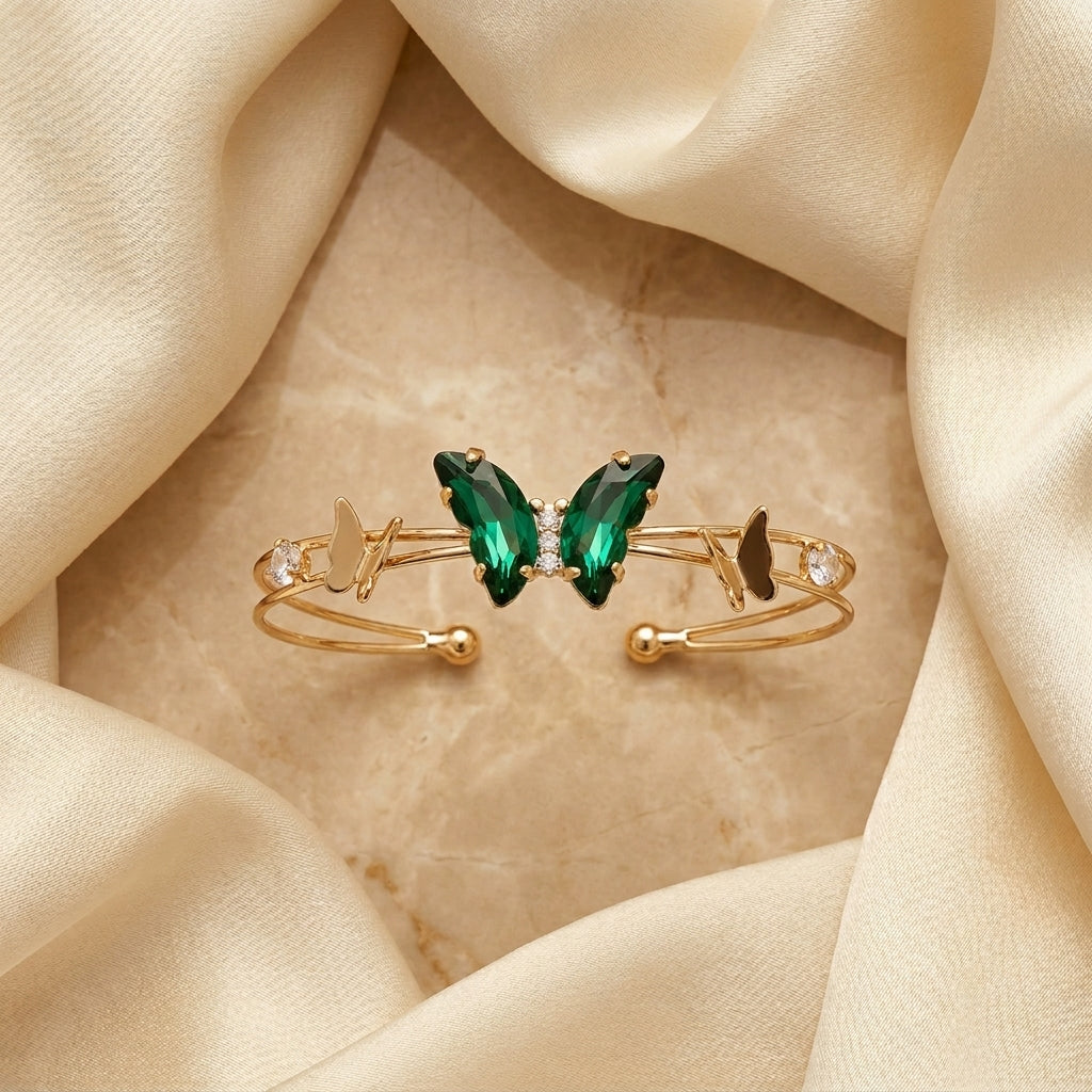 Gold Open Cuff Butterfly Bracelet