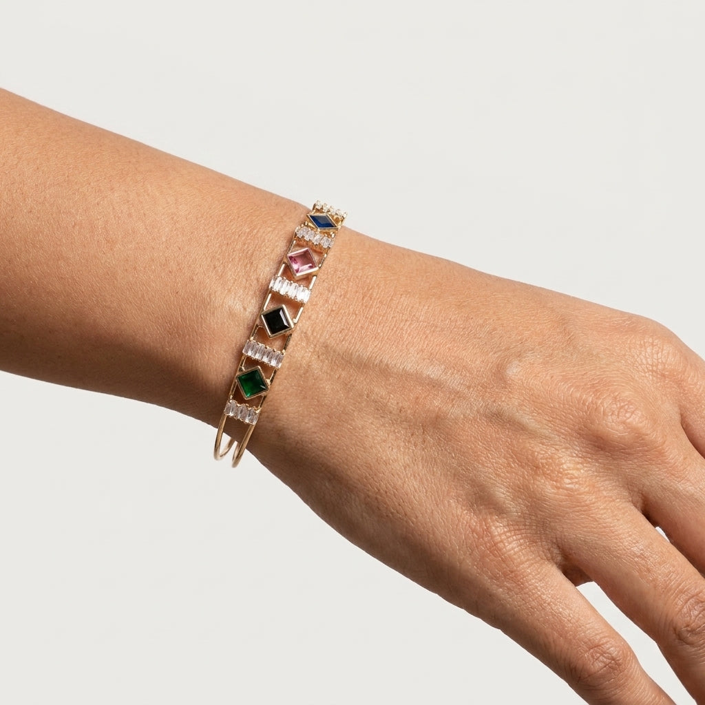 The Art Deco Multi-Stone Cuff Bracelet