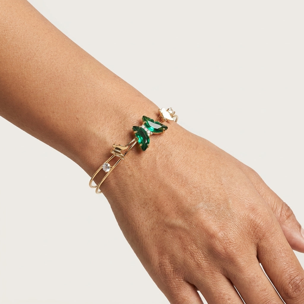 Gold Open Cuff Butterfly Bracelet