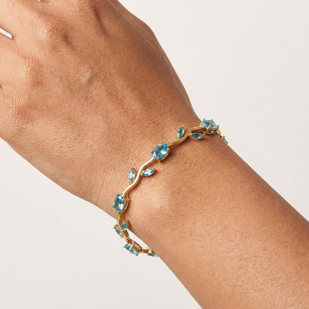 The Electric Aquamarine Tulip Vine Bracelet
