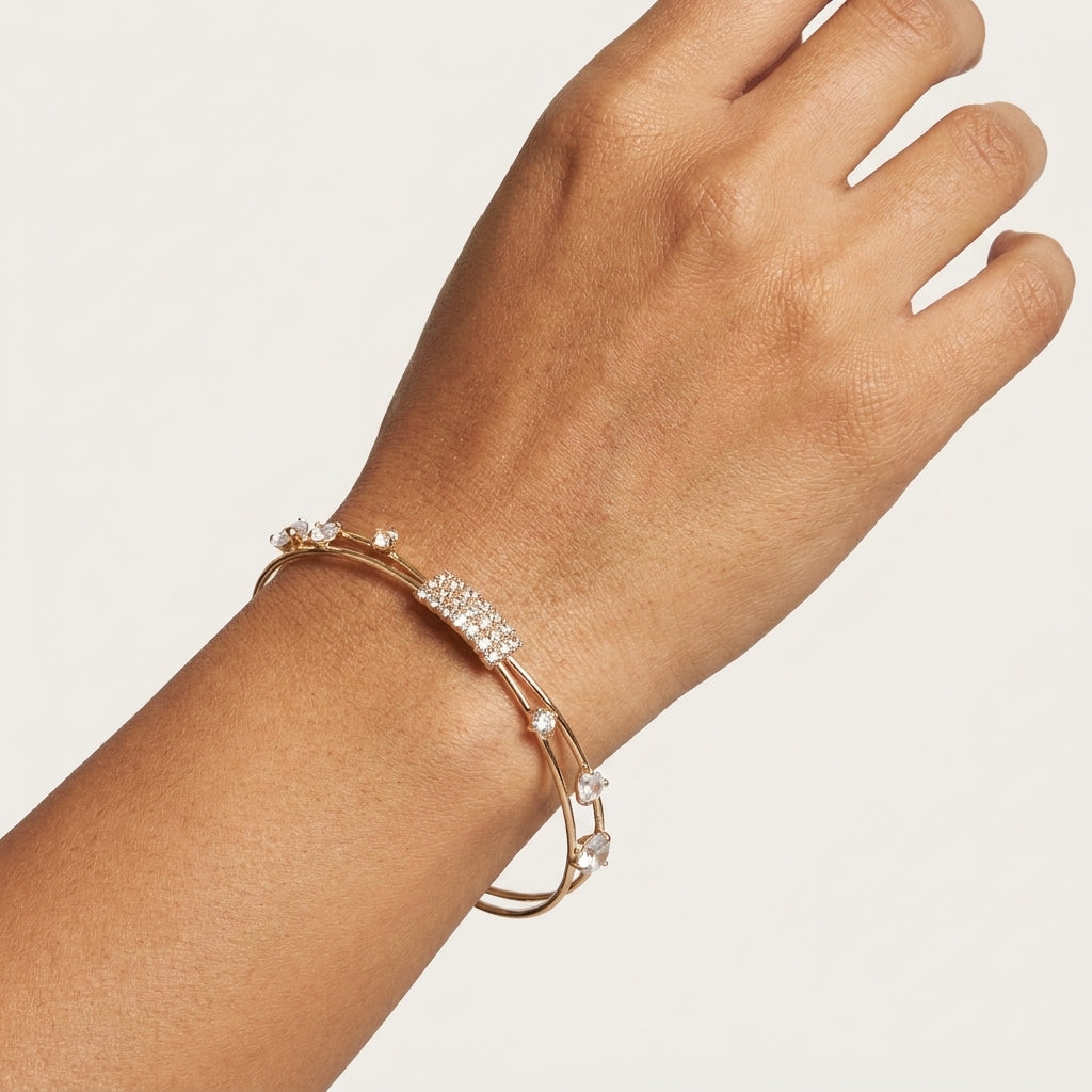 Modern Split-Band Crystal Bracelet