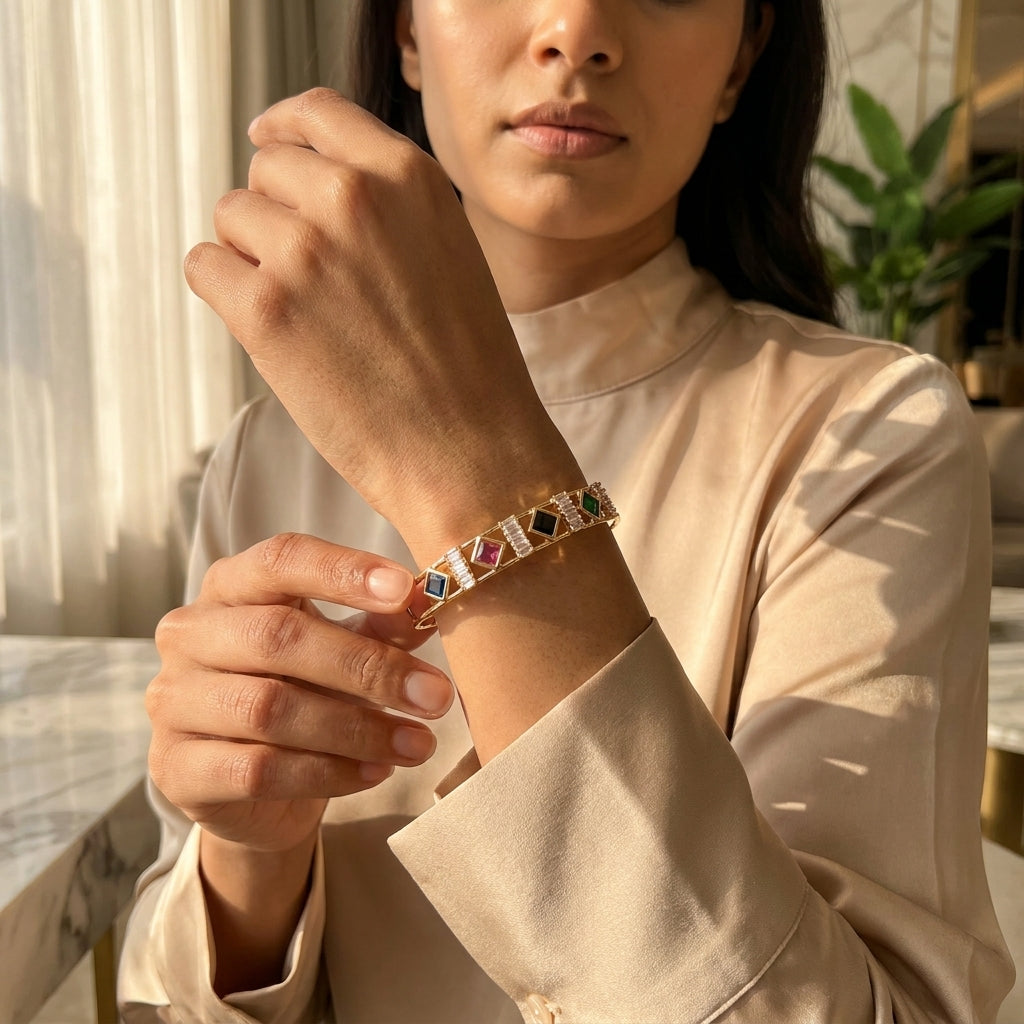 The Art Deco Multi-Stone Cuff Bracelet
