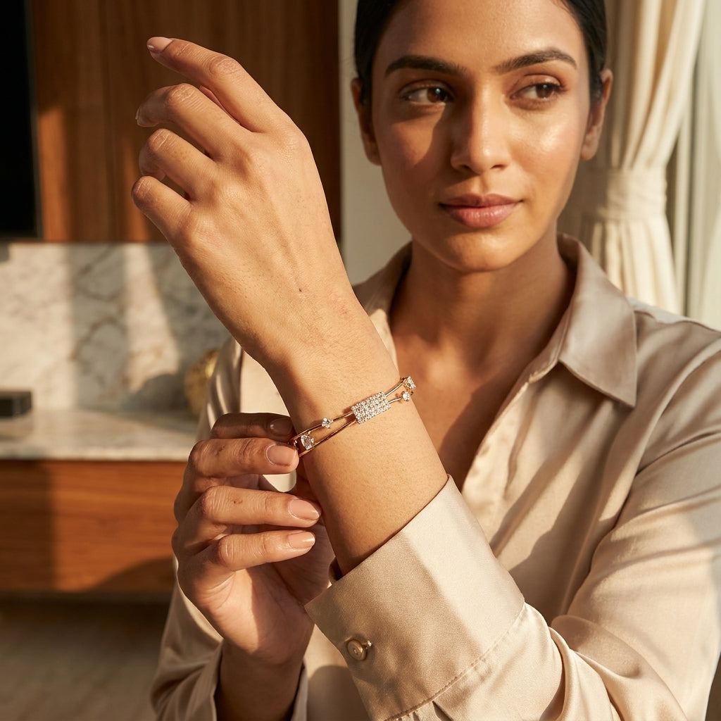 Modern Split-Band Crystal Bracelet
